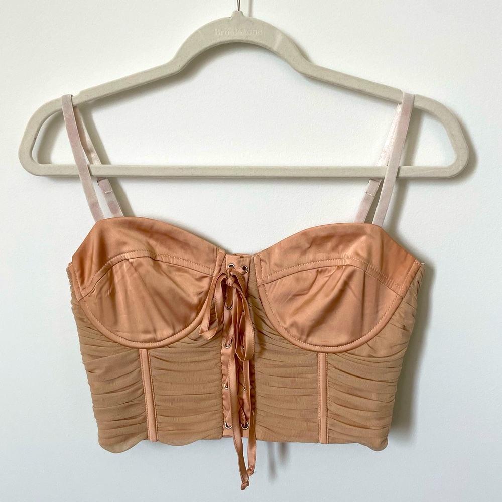 Nude Mesh Tie-up Corset